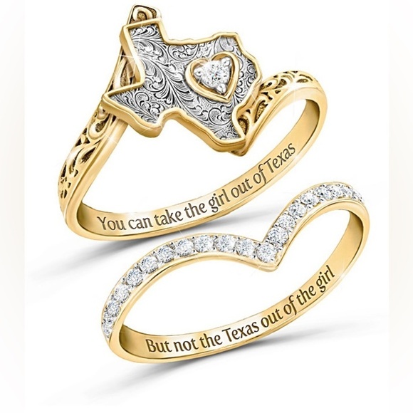 NEW - “Heart Of Texas" Topaz And Diamond Women's Stacking Ring. Size 10 - Picture 4 of 10